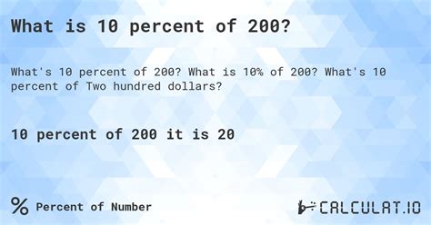 200 Is 10 Percent Of What