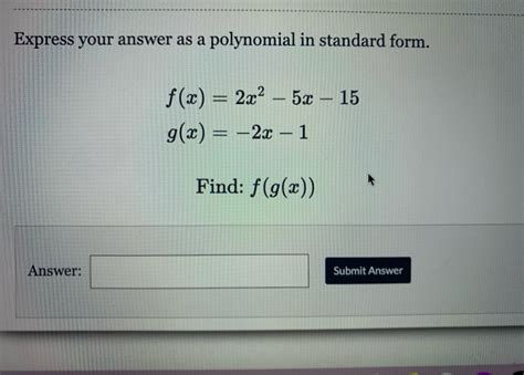 Express Your Answer As A Polynomial In Standard Form