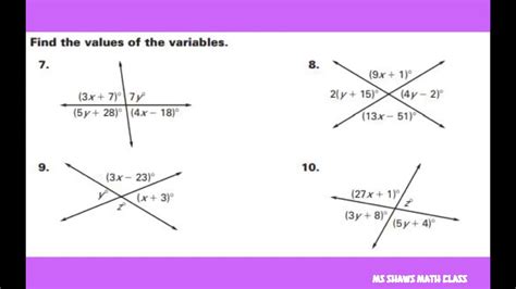 Find The Values Of The Variables