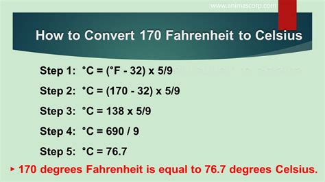 What Is 170 Fahrenheit In Celsius In