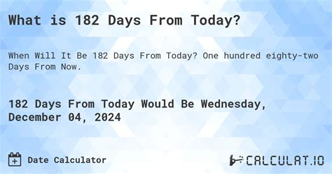 What Is 182 Days From Today